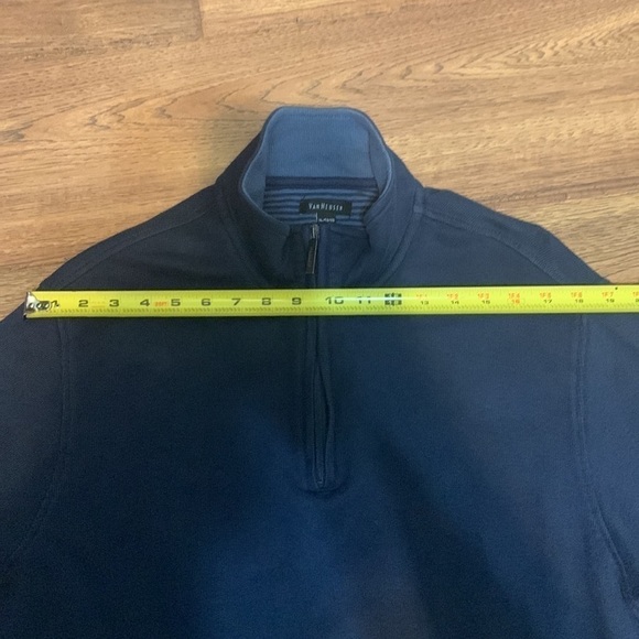 VAN Heusen Sweater Adult XL Blue 1/4 Zip Long Sleeve Cotton Blend Mock Neck - Picture 17 of 17